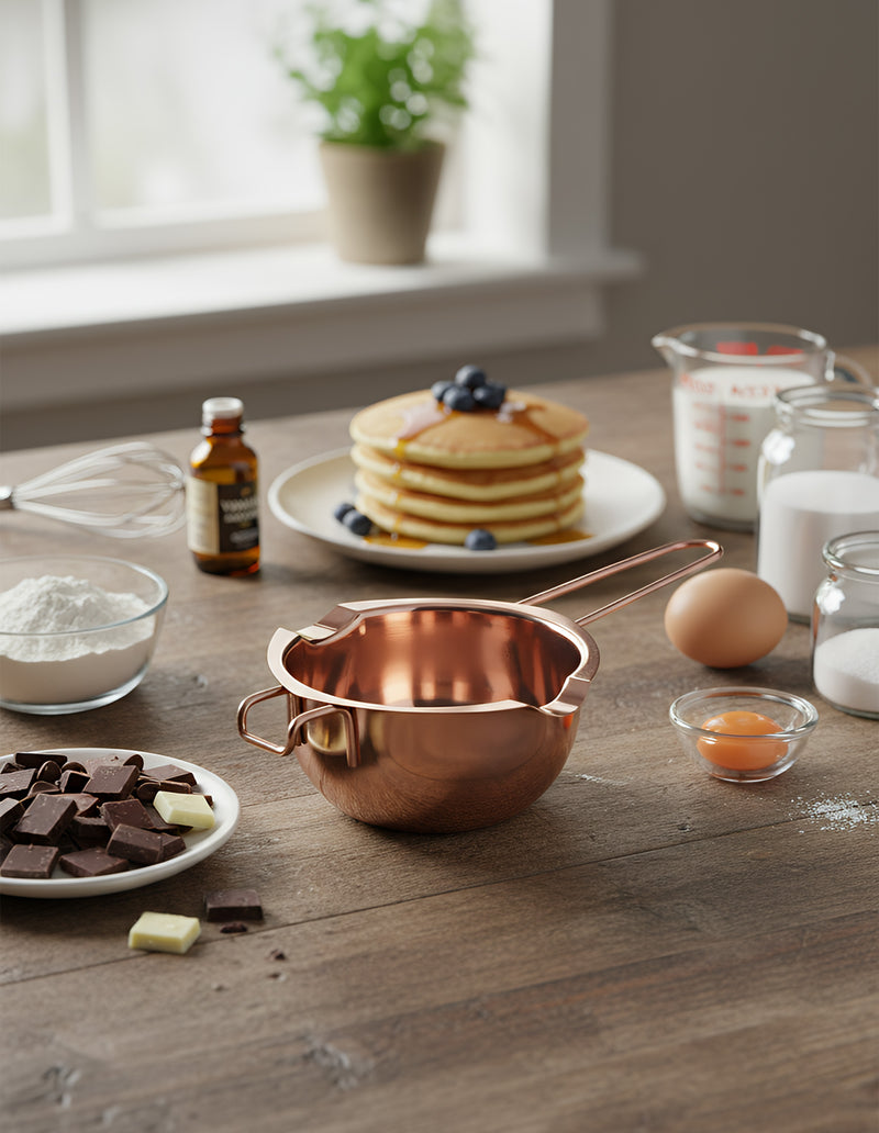 Anygleam Melting Pot 2Pcs Rose gold Chocolate Melt Cookware Kitchen Heating Container Milk Bowl Baking Tool Kitchenware