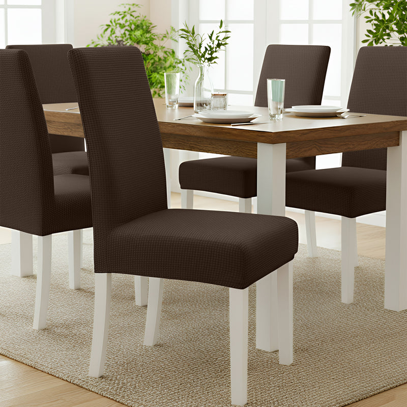 Anyseat Coffee Waterproof Chair Cover – Corn Kernel Pattern Stretch Slipcover for Dining Room