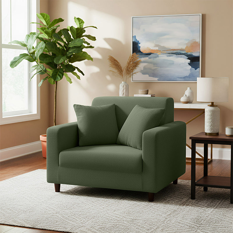 Anyhouz 1 Seater Sofa Cover Plain Army Green Style and Protection For Living Room Sofa Chair Elastic Stretchable Slipcover