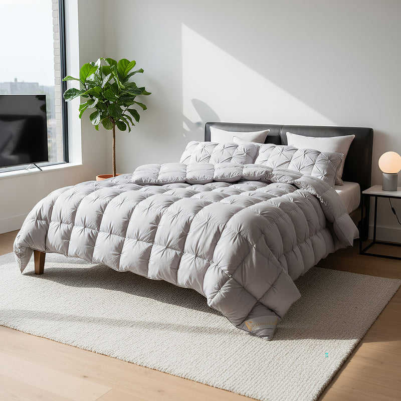 ANYHOUZ Duvet Cover Dark Grey Luxury Breathable Puffer Bed Comforter