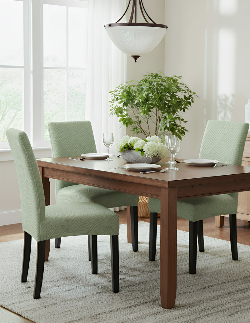 Anyseat Light Green Geometric Lines Design Chair Cover – Elastic Anti‑Dirt Design for Dining, Kitchen, Wedding, Hotel & Banquet Use
