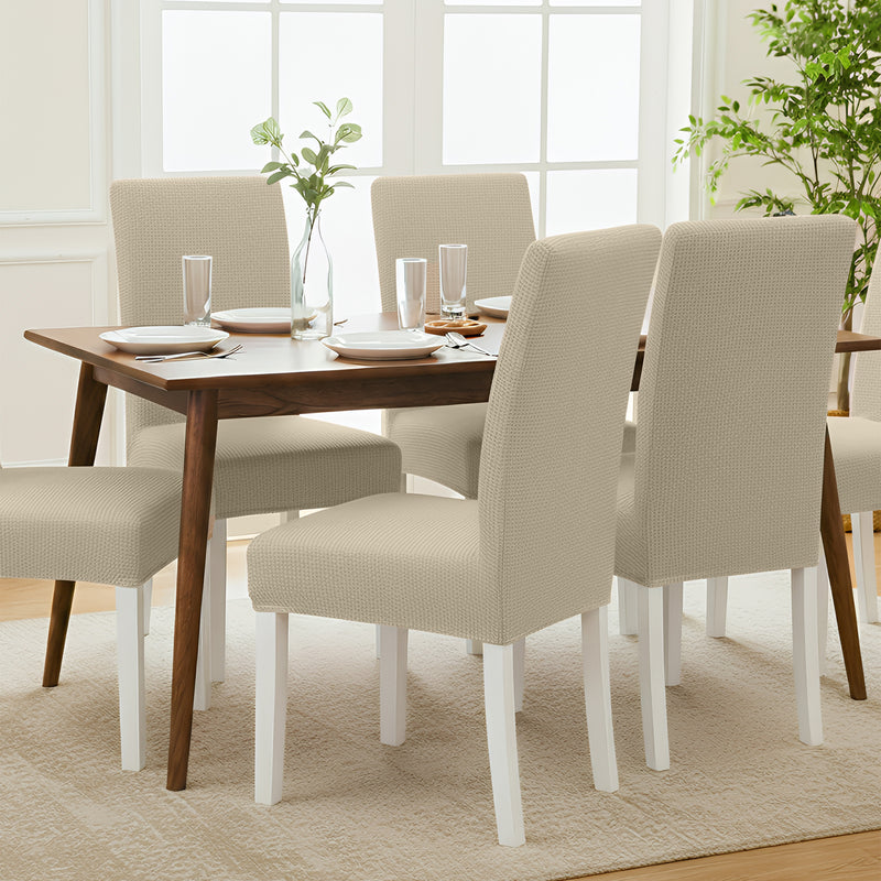 Anyseat Beige Corn Waterproof Chair Cover – Corn Kernel Pattern Stretch Slipcover for Dining Room