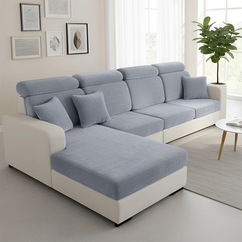 Anyseat Sofa Cover Pastel Blue L-Shape Polyester Chenille Thick Stretchable Cushion For Living Room Head Cushion Large