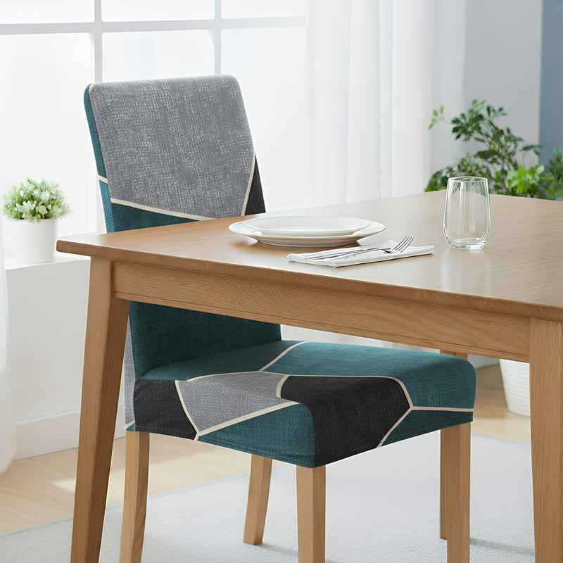 Anyseat Blue Green Pattern Design Chair Cover – Elastic Slipcover with Anti‑Dirt Protection for Dining Room, Kitchen, Wedding, Hotel, Banquet & Restaurant