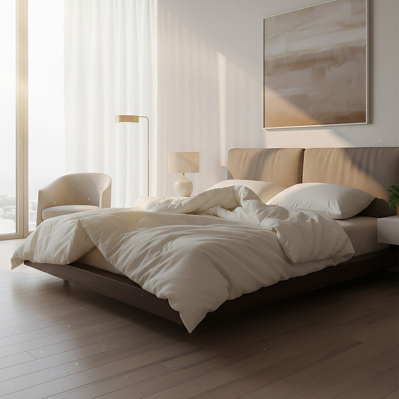 ANYHOUZ Duvet Cover Beige Quilted Ultra Soft Bed Comforter 150X200cm