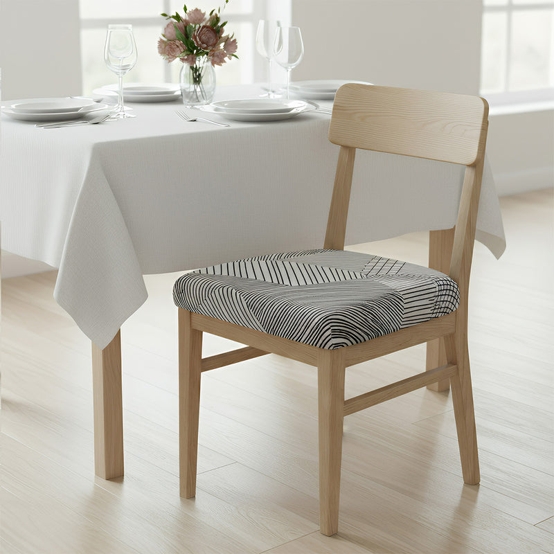 Anyseat White Simple Linear Pattern Print Chair Cover – Stretch Washable Removable Seat Cover for Dining & Kitchen
