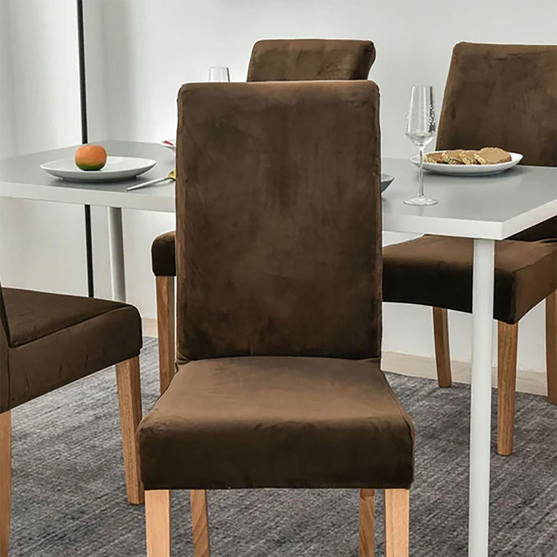 Anyseat Coffee Velvet Dining Chair Cover – Plush Stretchable Slipcover for Kitchen & Dining Room Chairs