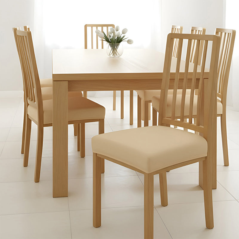 Anyseat Plain Beige Stretch Chair Cover – Washable, Removable Dining & Kitchen Seat Protector