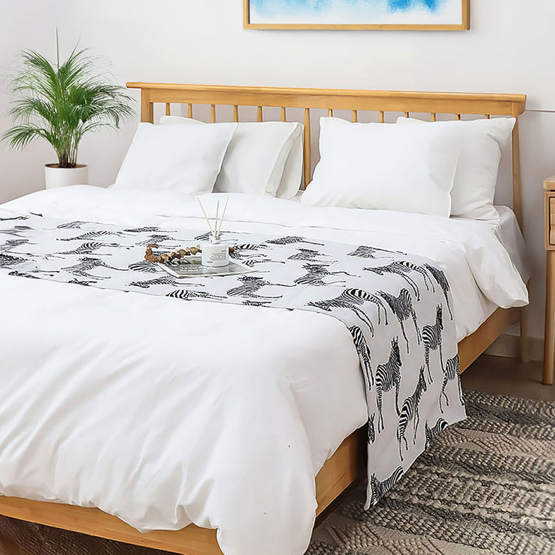 1.5m Bed Light Luxury Zebra Vintage Bed Scarf Runner Bedding Tail Pad Flag For Home Hotel 3Pcs Set