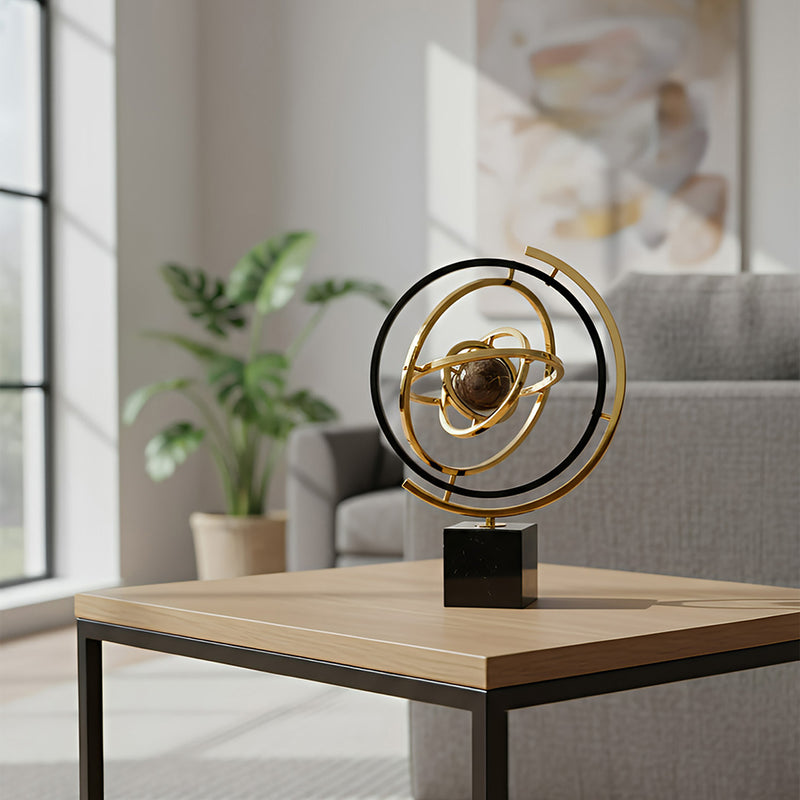 ANYHOUZ 43cm Metal Globe Tabletop Home Decor Modern Art Living Room Display House Decorative Crafts Ornament