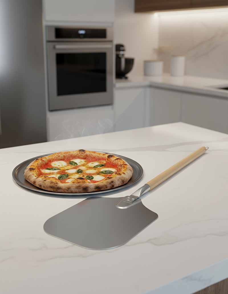 Anygleam 30x35cm Pizza Spatula With Wooden Handle Bakeware Kitchen Tools No Oxidation