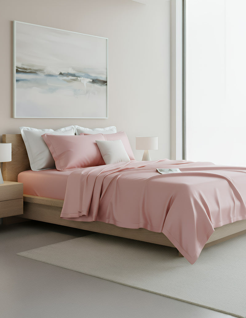 Anycozy Beddings Light Pink US King Size 3 Pcs High End Satin Smooth Duvet Cover Set Luxury Polyester Silky Soft Cozy Bedding Set