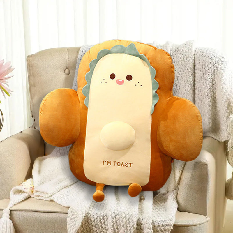 Anyseat Seat Cushion 58cm Cute Face Toast Bread Stuffed Car Seat Plush Cartoon Back Support Pillow Home Decor