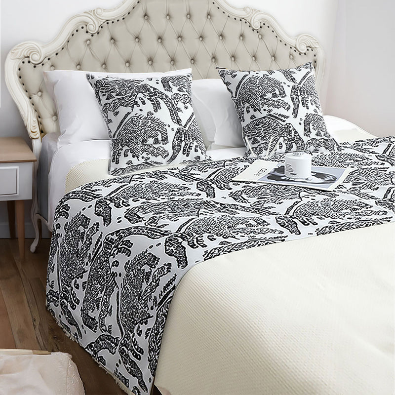 1.5m Light Black Luxury Mottled Bed Vintage Scarf Runner Bedding Tail Pad Flag For Home Hotel 3Pcs Set