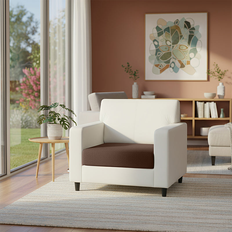 Anyhouz Sofa Cover – Coffee Polyester, Thick Stretchable, 1Pc Living Room Chair