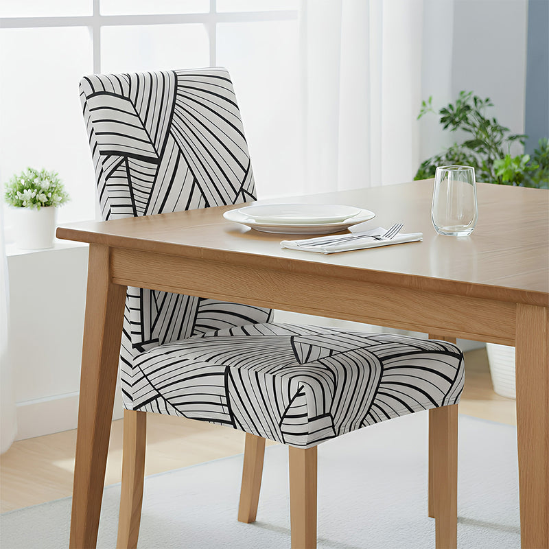 Anyseat Black Pattern Print Elastic Chair Cover – Plain Dining Slipcover & Home Décor