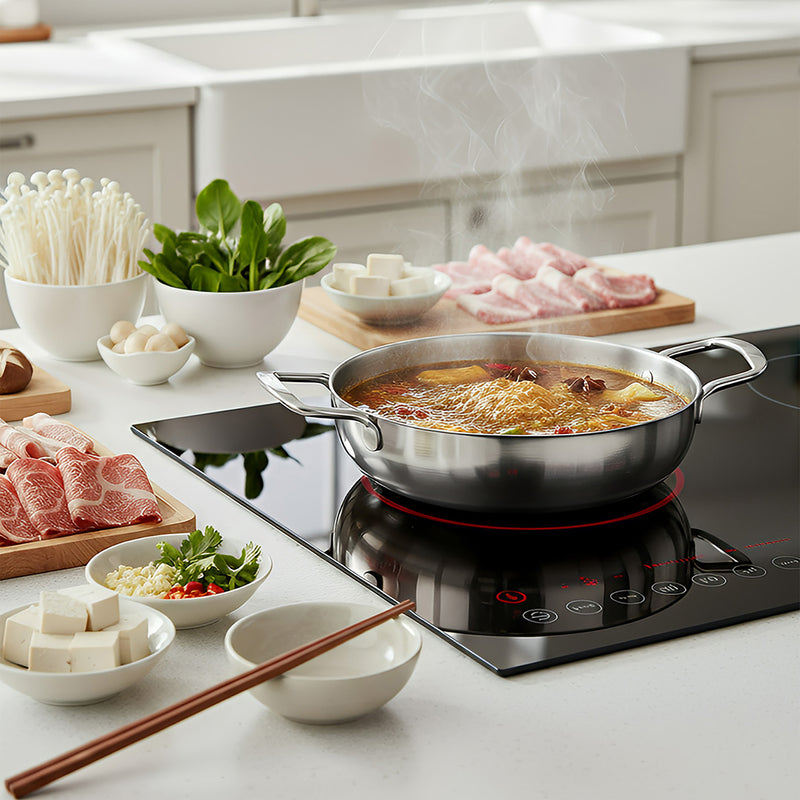 Anygleam Stock Pot Silver-L Stainless Steel HotPot Without Lid Single-Layer Cooking Soup Noodle Sea Food Home Kitchen Restaurant Tools