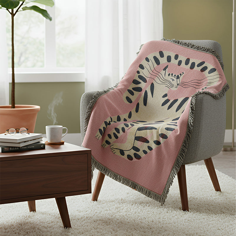 Anycozy Pink Cat Throw Blanket Sofa Bed Cover Home Decor Tapestry