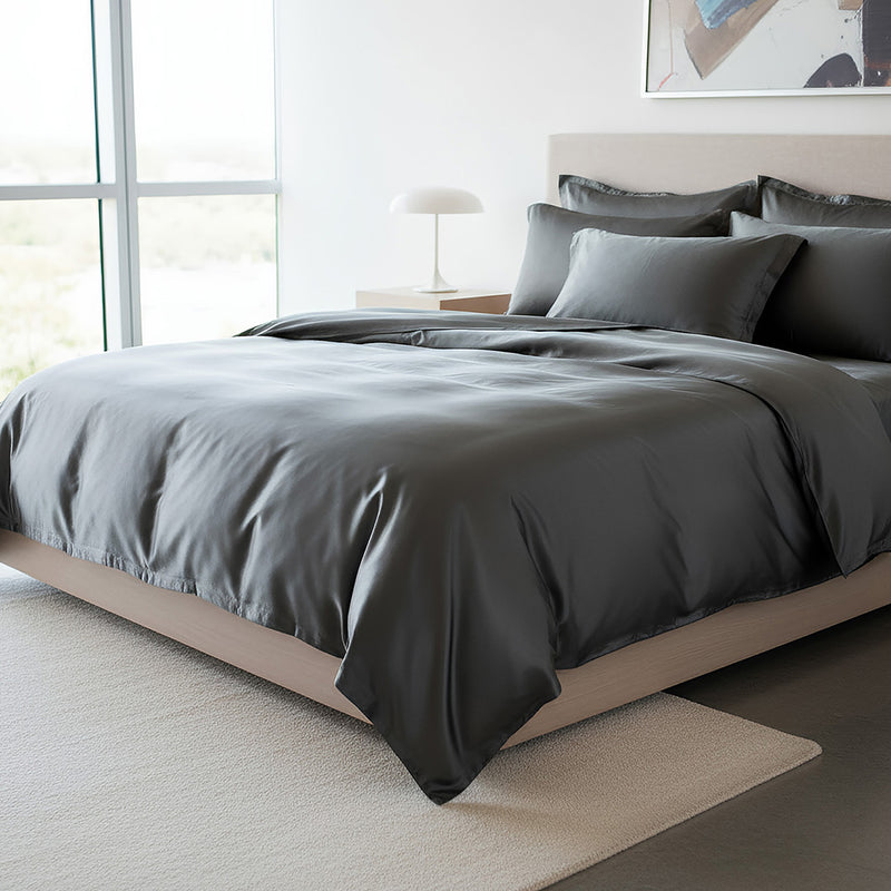 ANYHOUZ Bed Sheet Black Natural Mulberry Silk Duvet Cover Set