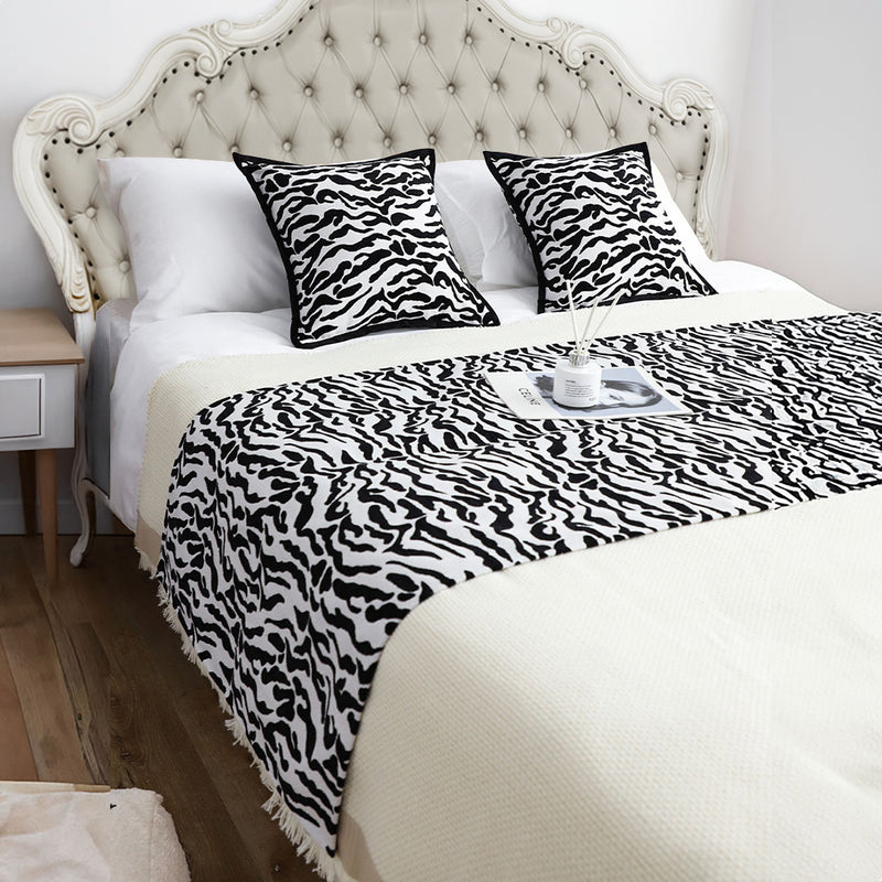 1.5m Bed Light Luxury Mottled Bed Banner Vintage Scarf Runner Bedding Tail Pad Flag For Home Hotel 3Pcs Set