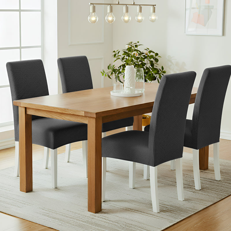 Anyseat Dark Grey Waterproof Chair Cover – Corn Kernel Pattern Stretch Slipcover for Dining Room