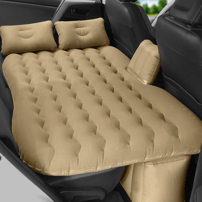 Anypack 2X Beige Ripple Inflatable Car Mattress Portable Camping Air Bed Travel Sleeping Kit Essentials