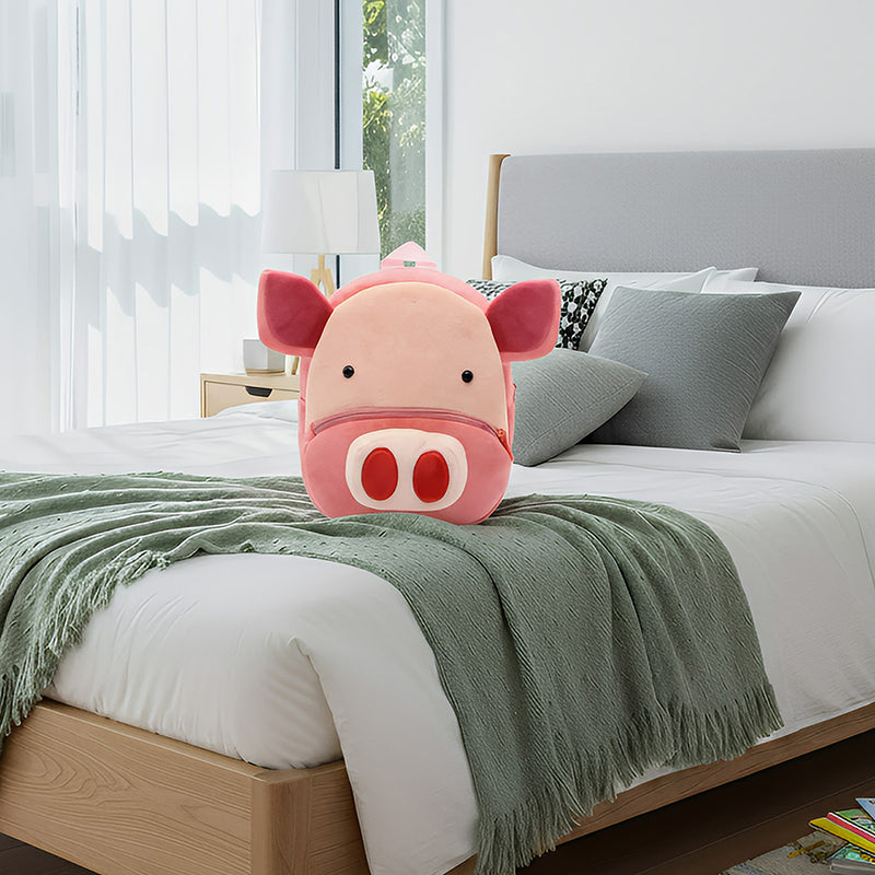 Anypack 3D Pink Pig Kids School Backpack Cute Cartoon Animal Style Children Toddler Plush Bag Perfect Accessories For Boys and Girls