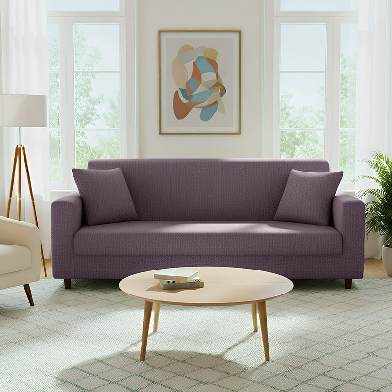 Anyseat 3-Seater Sofa Cover – Plain Purple Style Slipcover for Living Room Chair Protection