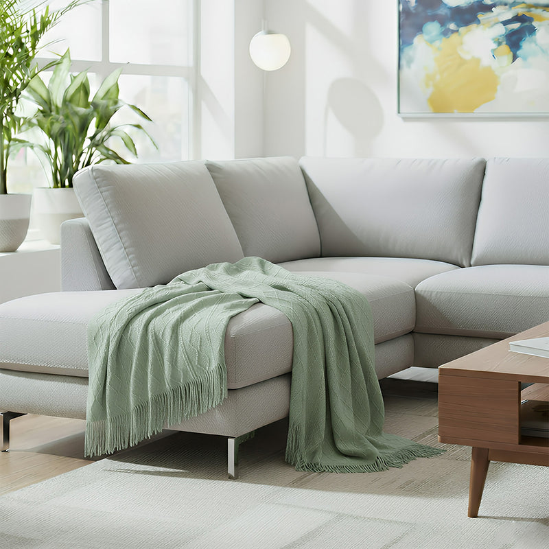 Anycozy Gray Faux Cashmere Throw Blanket Diamond Knit 130x230cm