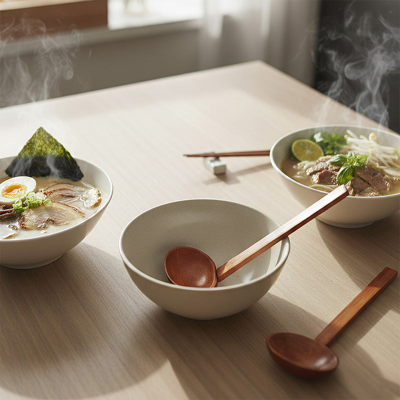 Anygleam Brown 2pcs Wooden Ladle  Food Kitchen Tableware