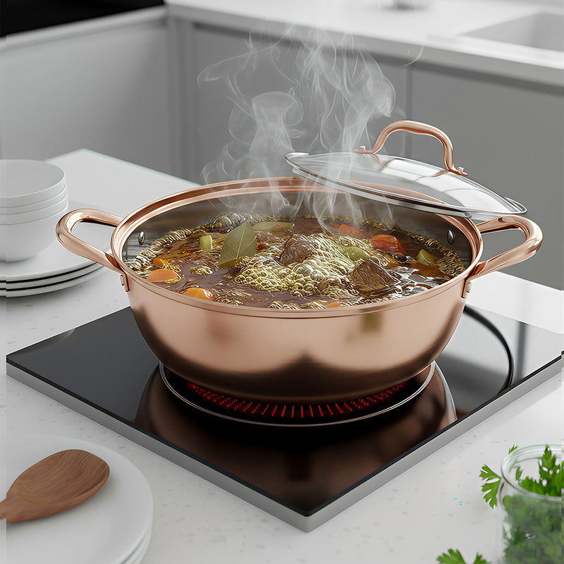 ANYGLEAM Stock Pot Rose Gold Stainless Steel Home Restaurant Cooking Tool Single-Layer Compatible Soup Kitchen Utensils