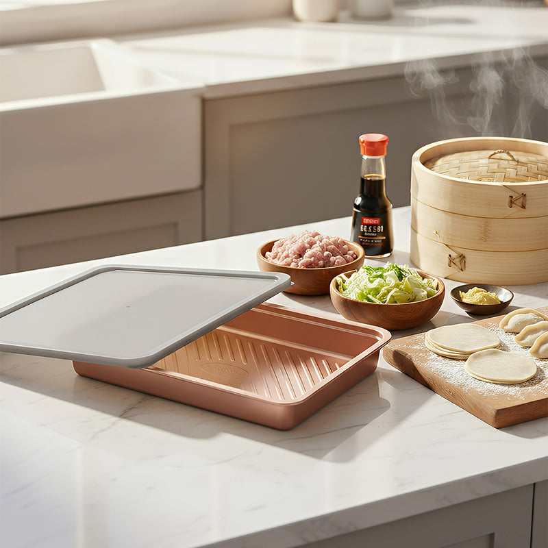 Anygleam Rose Gold Stainless Steel Crisper Box – 1Pc Food Grade Food Storage Container with Lid