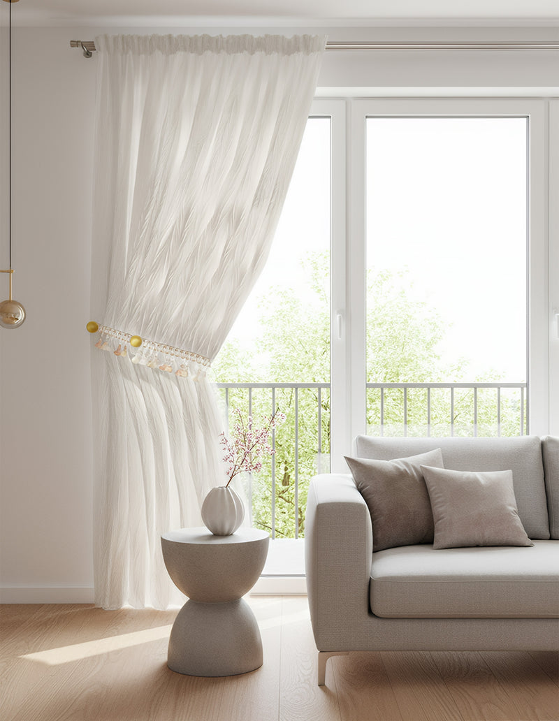 Anydrape Curtain White 250cmx250cm Sheer Transparent Line Window Home Curtain