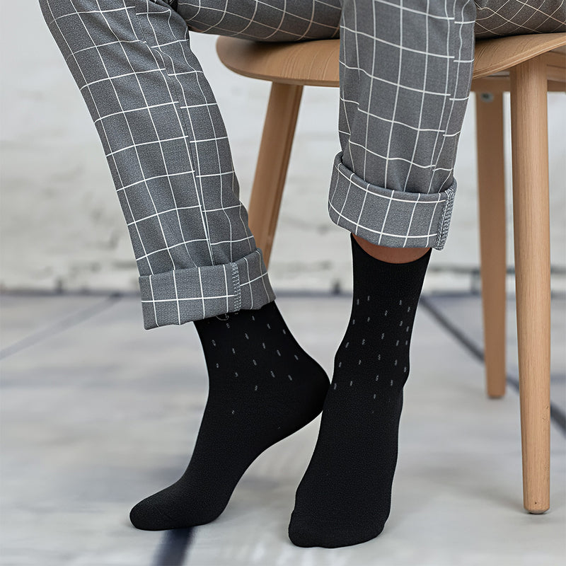Anyfootwear Men’s Cotton Business Socks 5 Pack – Breathable Elastic Casual & Office Dress Socks Size 6–10