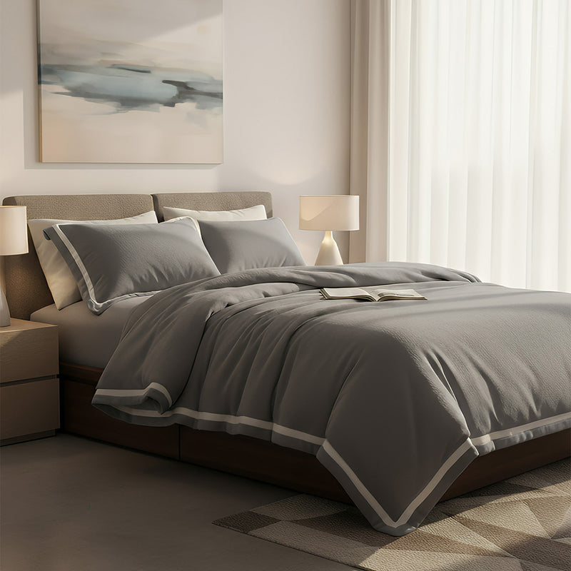 Anycozy Duvet Cover Set Plain Grey Flat Bed Sheet Cozy Fluffy Ultra Soft Velvet Bedding Comforter