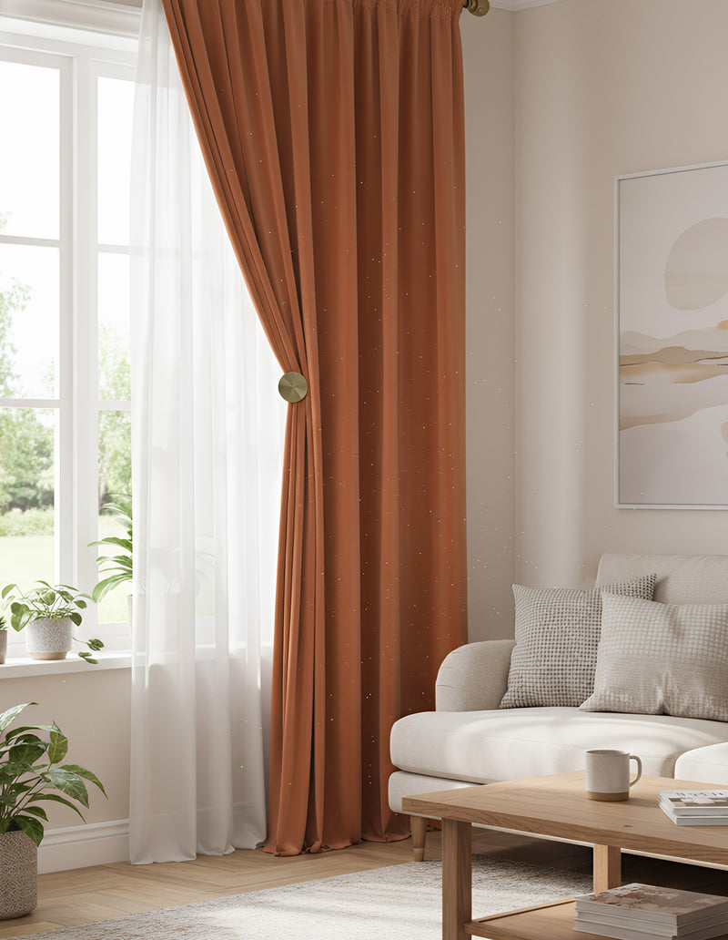 Anydrape 150cm Orange High Quality Modern Velvet Blackout Curtains for Living Room Bedroom Dining Luxury Window Drape
