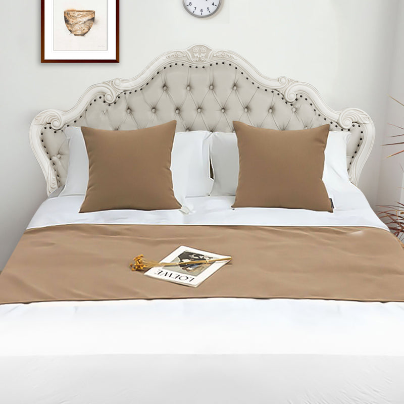 1.5m Bed Light Brown Vintage Scarf Runner Bedding Tail Pad Flag For Home Hotel 3Pcs Set