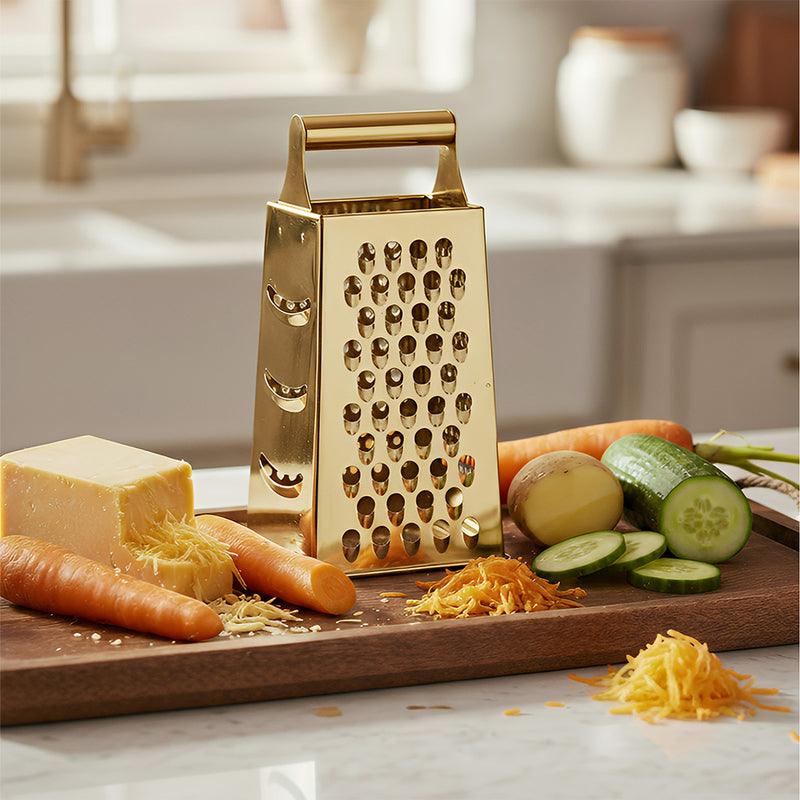 Anygleam Gold Stainless Steel Food Slicer – Multi-Function Kitchen Tool for Fruits, Vegetables & More