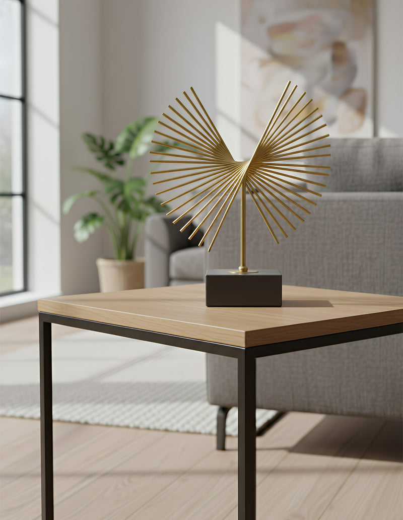 ANYDECO 36cm Luxury Gold Metal Tabletop Home Decor Modern Art Living Room Display House Decorative Crafts Metal Ornaments