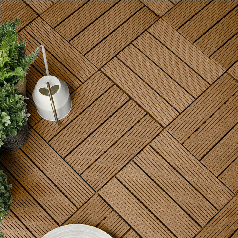 Decking Tiles Coffee 2 Set of 11 PCS DIY Wooden Composite Garden Outdoor Backyard Flooring Home Decor