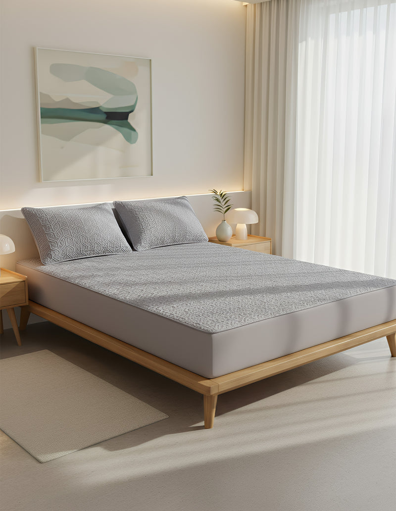 Anycozy Mattress Cover Gray 90x200cm Pure Cotton Soft Quilted Bed Sheet Anti-bacterial Protector Cover