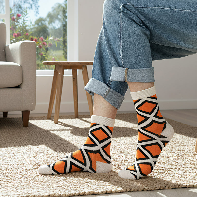 Anyfootwear Women’s Christmas Cotton Socks 5 Pairs – Mixed Colour Random Pattern Fashion Crew Socks Size 5–11