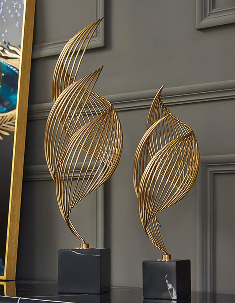 Anyhouz 46cm Spiral Leaves Luxury Gold Metal Tabletop Home Decor