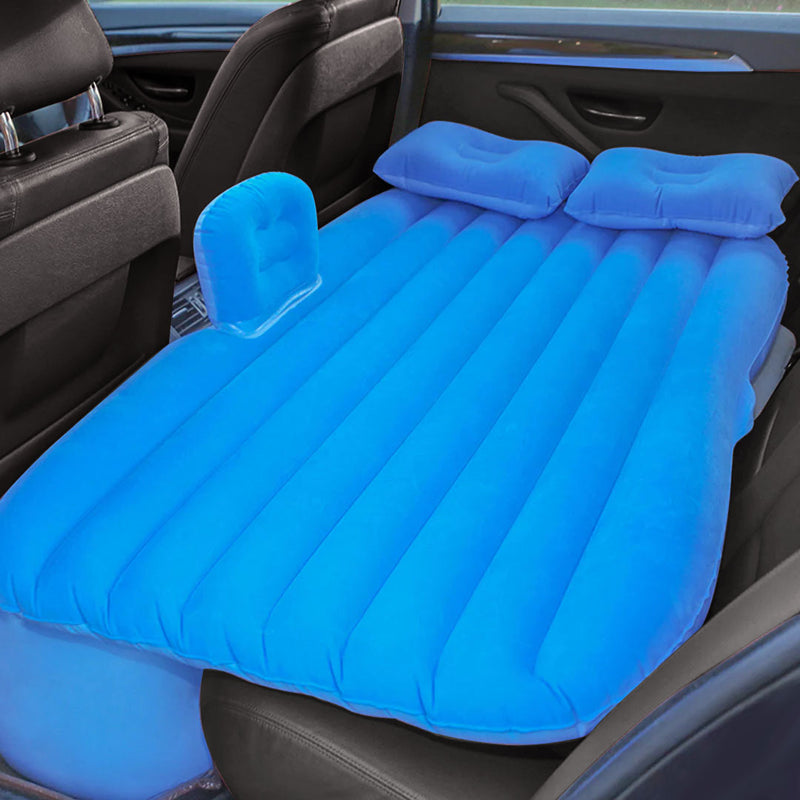 Anypack Blue Stripe Inflatable Car Mattress Portable Camping Rest Air Bed Travel Compact Sleeping Kit Essentials