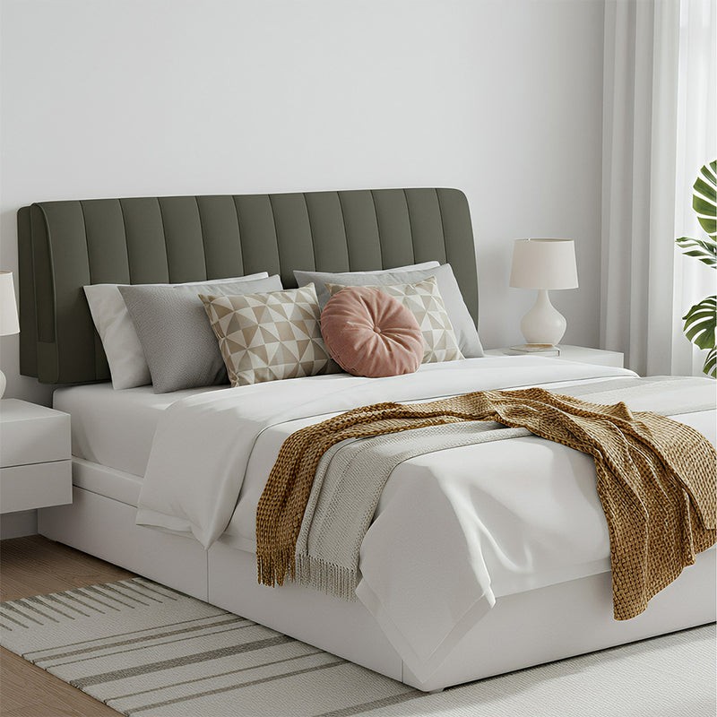 Anycozy Headboard Cover Dark Gray Short Plush Super Soft Smooth Quilted Velvet Bed Back Dust Protector Cover 200x70cm