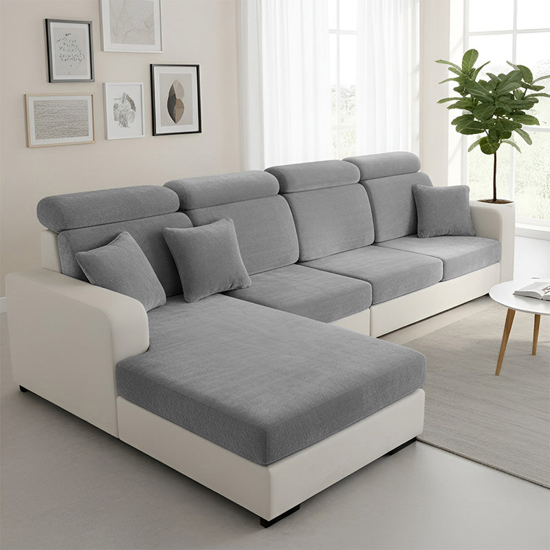 Anyseat L‑Shape Sofa Cover Dark Gray Chenille Polyester Thick Stretchable Cushion Protector for Living Room