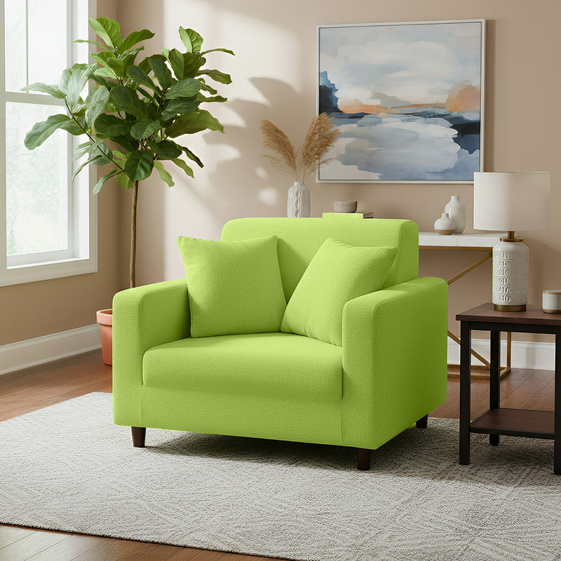 Anyhouz 1 Seater Sofa Cover Plain Apple Green Style and Protection For Living Room Sofa Chair Elastic Stretchable Slipcover