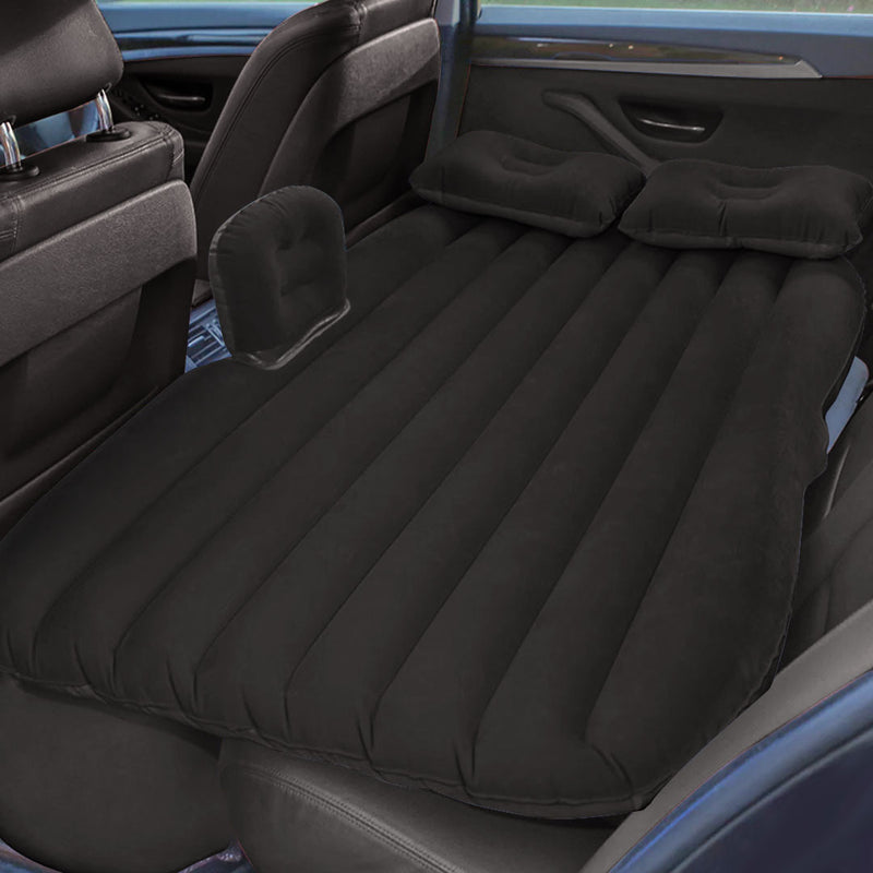 Inflatable Car Mattress 2PC Black Stripe Portable Camping Rest Air Bed Travel Compact Sleeping Kit Essentials