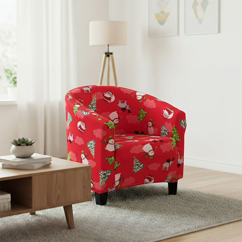 Anyseat Christmas Red Chair Cover – Dustproof Tub Slipcover for Home Décor