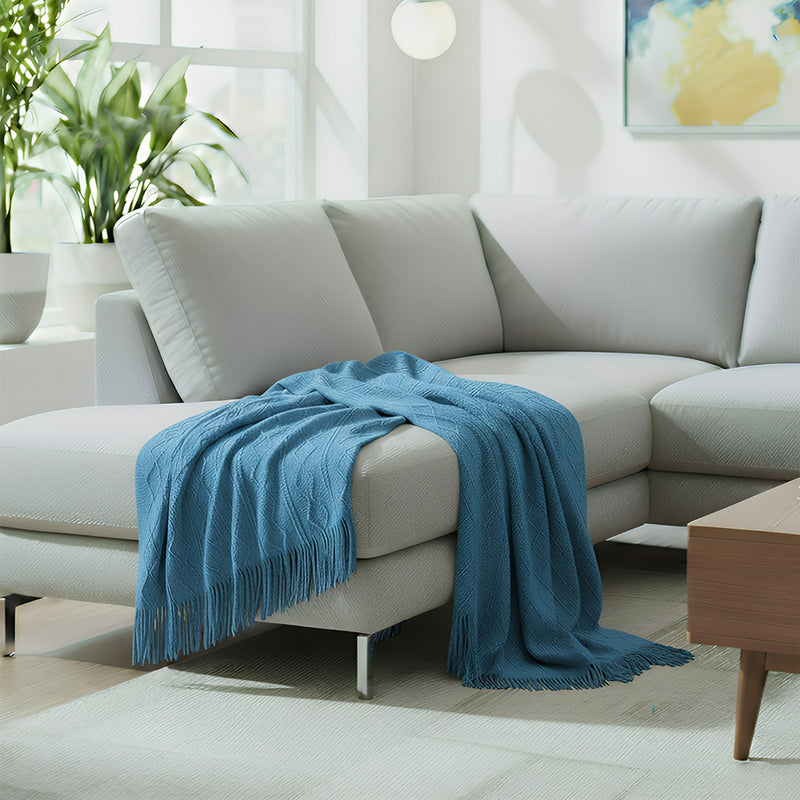 Anycozy Blue Faux Cashmere Throw Blanket Sofa Cover 150x230cm